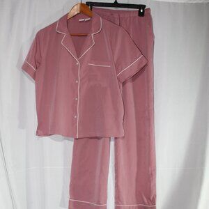Cupcakes and Cashmere Pink Button Up Short Sleeve and Pants Pajama Set